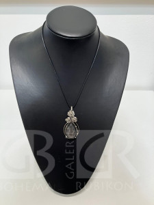 náhrdelník cín/obsidián